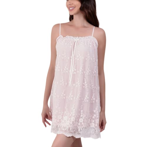 Flwydran Damen Sexy Negligee Nachthemd Kurz Spitze Nachtkleid Nachtwäsche Unterkleid Trägerkleid