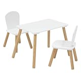 Atmosphera - Conjunto de Mesa y sillas Infantiles Alex - 3 Piezas (1 Mesa + 2 sillas) - Tablero Resistente al Agua - Muebles de Dormitorio y Sala de Juegos - para niñas y niños - Madera, Bordes