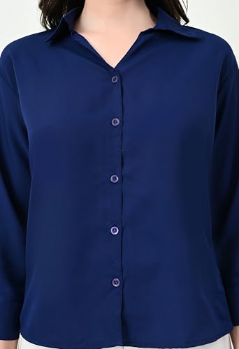 Image of FUNDAY FASHION Women's Crepe Casual Regular Fit Solid V Collered Shirt (Pack of 2)