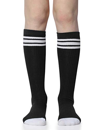 Image of 3 Pairs of juDanzy Knee High Boys or Girls Stripe Tube Socks for Soccer, Basketball, Uniform and Everyday Wear