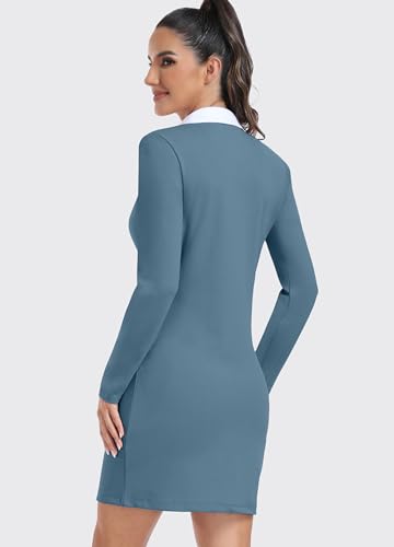 Image of Hiverlay Golf Dresses for Women with Shorts and Pockets, V-Neck Short Sleeve Tennis Dress, Workout Athletic Dresses