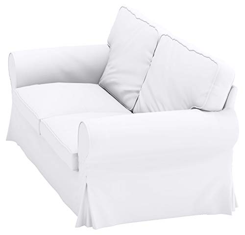 Image of HomeTown Market Heavy Cotton Ektorp Sofa Cover Replacement is Made Compatible for Ektorp Sofa Cover, 3 Seat Loveseat Or Armchair Slipcover Replacement (White Loveseat) | Heavy Duty Cotton Ektorp Two Seat Cover Replacement Only White Color