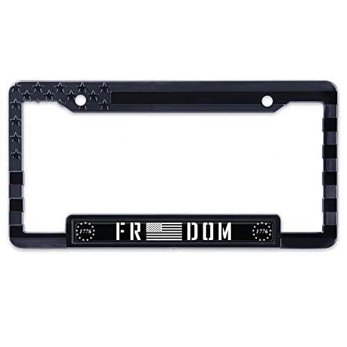 American Flag License Plate Frame Tag Bracket With 3D Raised Stars And Stripes. (Freedom) #TOP4