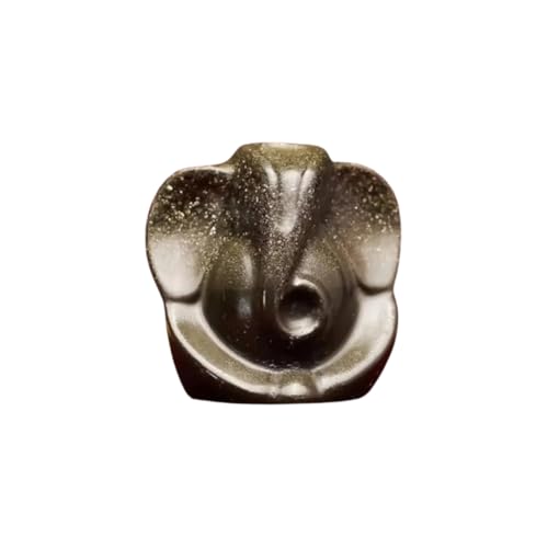 Image of Soulwise Lord Ganesha Pyrite Idol, Natural Stone Figurine, Black Grey Crystal Formation, Religious Home Decor, Point Shape,3 inch Diameter, Polished Finish
