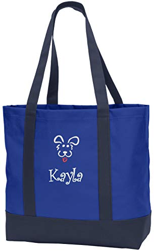 My Little Doc Personalized Tote Bag Embroidered Puppy Dog Veterinarian Design Monogrammed, Blue
