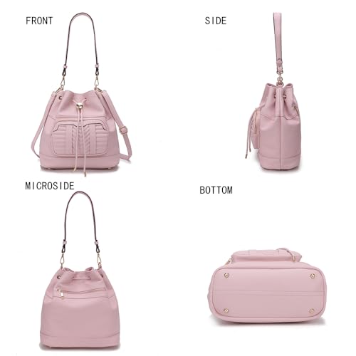 Image of MKF Collection Crossbody Bucket Bag for Women, Drawstring Hobo Shoulder Bags Handbag Purse with Wristlet Wallet by Mia K