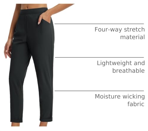 Image of baleaf Womens Pants Petite Travel Stretchy Work with Zip Pockets Slacks