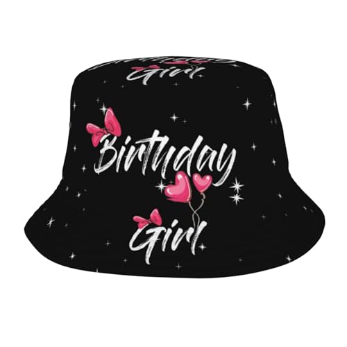Image of Birthday Queen Birthday Bucket Hat for Women Men Birthday Hat Beach Travel Sun Hat Packable Fisherman Cap for Travel Hiking