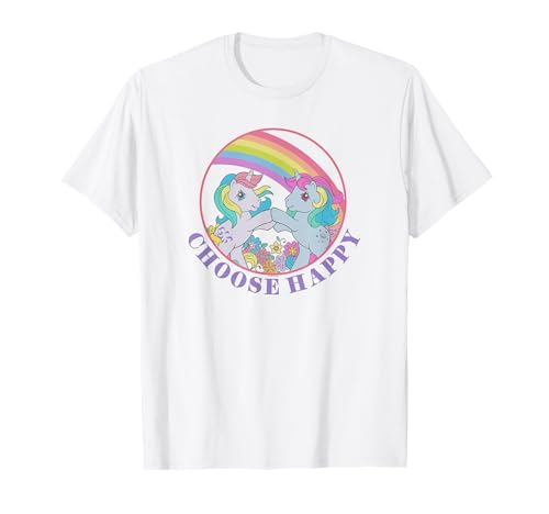 T-shirt My Little Pony Retro Duo Happy Rainbow Circle en coton pour femme et ado