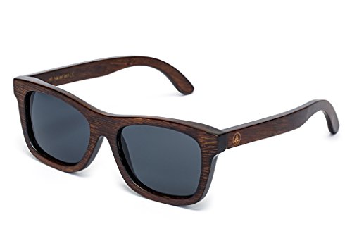 Tree Tribe Bamboo Sunglasses with Polarized Lens and Floating Frames - Brown Frame with Black Lens