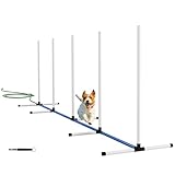 PawHut 2 Piece Dog Agility Training Equipment Set with Spray Water Tube, Dog Obstacle Course with Weave Poles, Carry Bag, Whistle, White