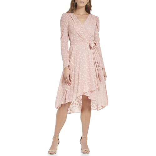 Image of Tommy Hilfiger Adaptive Women's Midi Long Sleeve Faux Wrap Chiffon Dress