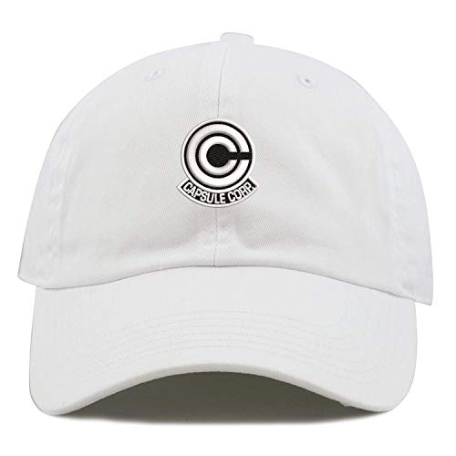 Top Level Apparel Capsule Corp Logo Embroidered Low Profile Soft Crown Unisex Baseball Dad Hat White