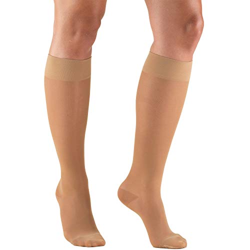 Image of Truform Compression 15-20 Mmhg Sheer Knee High Stocking, Large (Pack of 2), Beige