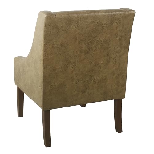 Image of HomePop Modern Swoop Arm Accent Chair - Distressed Brown Faux Leather