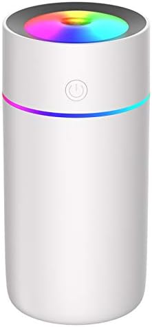 Lion Palace Car Mini USB Humidifie,320ml Capacity,Led Running Lamp,Used for Car Office Room living Room Facial hydration Aromatherapy gift etc. (White)