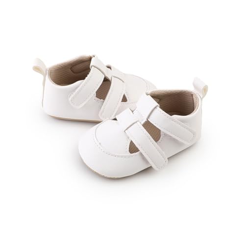 Image of HsdsBebe Baby Boys Girls Pu Leather Hard Bottom Walking Sneakers Toddler Rubber Sole First Walkers Infant Cartoon Slippers Crib Shoes