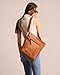 Volksy Bags Genuine Leather Convertible Backpack for Women - Laptop & Ipad pocket - 2 in 1 Shoulder/Crossbody Back Pack for Traveling - Brown (Tan)