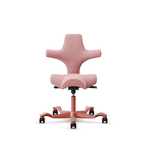Image of HAG Capisco Standard Chair-Blush Rose Frame-Upholstered Pink Blush