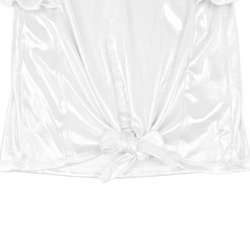 Image of Mirawise Girls Shirts Metallic Tops Clothes Tshirt Ruffle Short Sleeve Tee Size 6-14