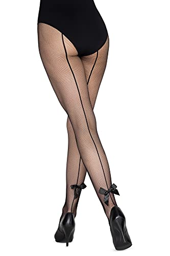 looksy Medias de red negras para mujer, medias de red de diamantes para mujer, aspecto sexy, 10. Fishnet One Bow - 1pcs, talla única Cover