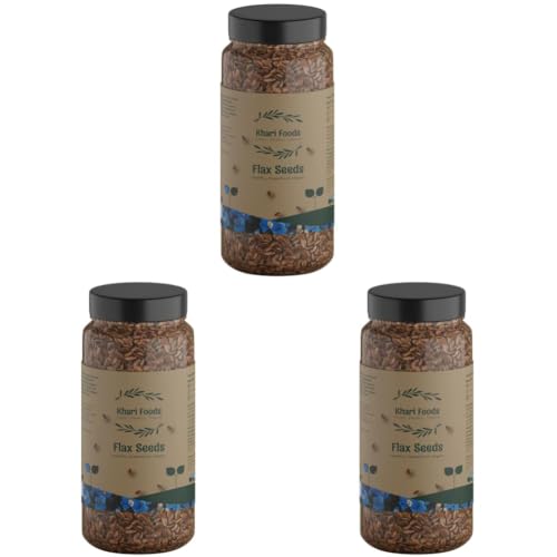 Image of Khari Foods Organic Flax Seeds 1kg, Fat Loss, Omega 3 & Anti-oxidants Rich, Gluten Free (Pack of 3)
