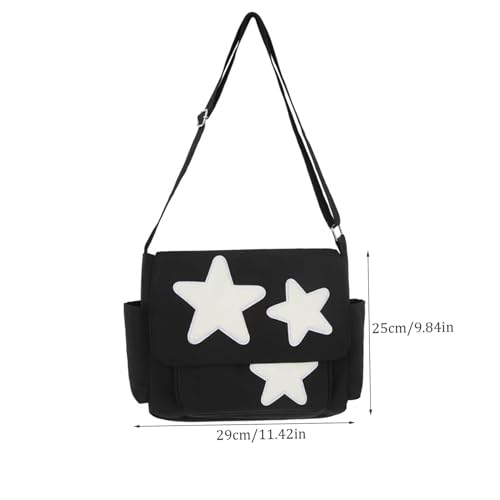 Messenger Bag,Crossbody Bags,Star Design Large Capacity Adjustable Cute Messenger Bag with Side Pockets Zippered Shoulder Bags for School Office Travel4