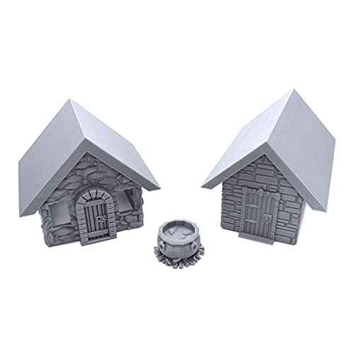 EnderToys Stone Houses, Terrain Scenery for Tabletop 28mm Miniatures Wargame, 3D Printed And Paintable