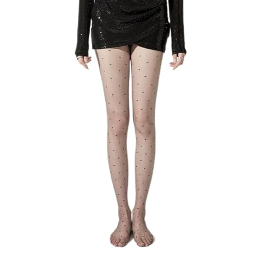 Image of Black & White Polka Dot Tights for Women - Funky Patterned Tights, Sheer & Stretchy, Retro Style, Perfect for Party, Dance, or Casual Wear