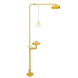 CLBDRESS Emergency Eye Wash and Shower Station, Adjustable Water Flow, Dual Spray Head, Foot Pedal Combo Kit for Laboratory, Factory, Industrial Safety Equipment