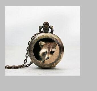 Raccoon Pendant Pocket Watch ,Raccoon Necklace Pocket Watch Charm, Raccoon Pendant Pocket Watch Glass Tile Jewelry,glass Raccoon Watch,raccoon Potphoto