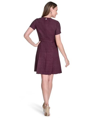 Image of Tommy Hilfiger Women's Soft Hand Boucle Short Sleeve Button Front A-line Dress