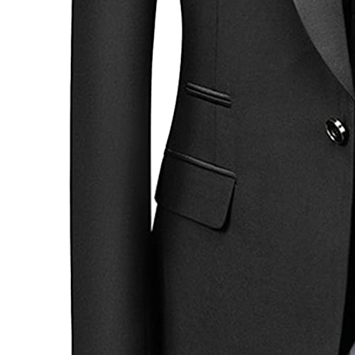 Image of Men's Slim Fit 3 Piece Suit Single Breasted Jacket Blazer Vest Pants Set Wedding Prom Shawl Lapel Tuxedo Suits (Black,Small)