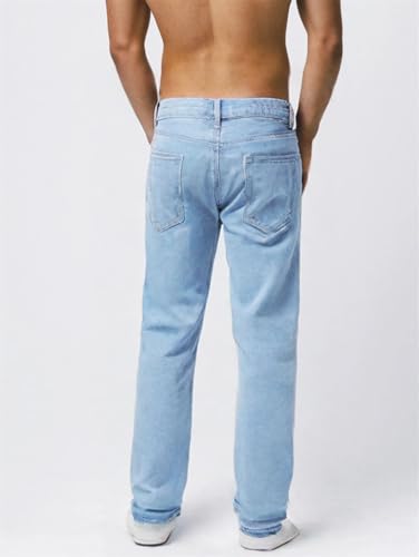 Men's Light Blue Slim Fit Stretch Jeans Versatile Work to Weekend Denim Pants4