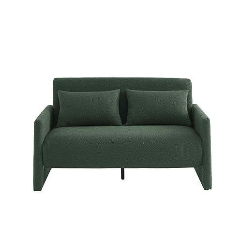 BAÏTA Divano Diritto Convertibile Tessuto Fibbia 2 posti, Verde, 136 x 82 x 79 cm