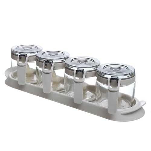 GrnArt 調味料容器 片栗粉 容器耐熱ガラス調味料 容器 容器砂糖塩入れ容器おしゃれ 密閉 調味料 ケース 調味料いれ おしゃれ アウトドア 塩コショウ入れ ワンタッチシュガーポット 調味料ストッカー ポット スパイスボトル 密閉 (120mm*375