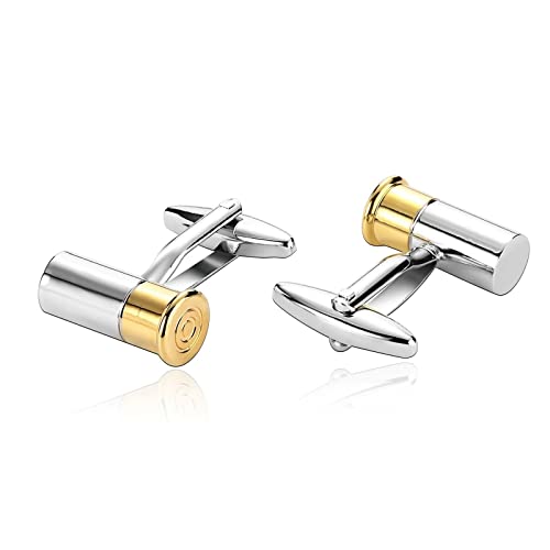 Whoiy Gemelos Hombre Personalizados, Gemelos Hombre Acero Oro Plata Cilíndrico para Hombres Camisa de Vestir Cover