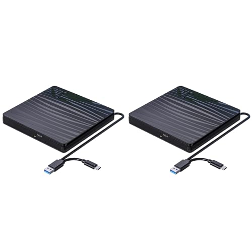 Zolynx 2X Unidad de CD/DVD Externa para Computadora Portátil, USB 3.0 y Tipo C, Grabadora de CD DVD +/-RW Portátil, Lector de Unidad Óptica, Grabadora, Reproductor de DVD