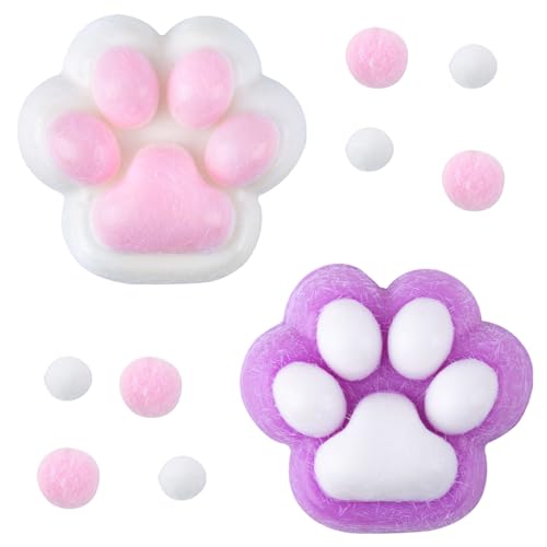AWAVM 2 Pezzi Squishy Zampa di Gatto, Antistress Squishy, Giocattoli Fidget Morbidi, Giocattoli Ansiolitici, Giocattolo in Silicone da Strizzare a Zampa di Gatto Grande per Rilassare l'Ansia