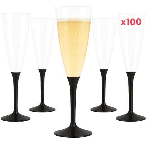 Table'Colors Lot de 100 Flutes Champagne Lavable et Réutilisable 14cl - Verre 100% Recyclable, Grande Stabilité, Rigidité Design Élégant - Parfait pour...