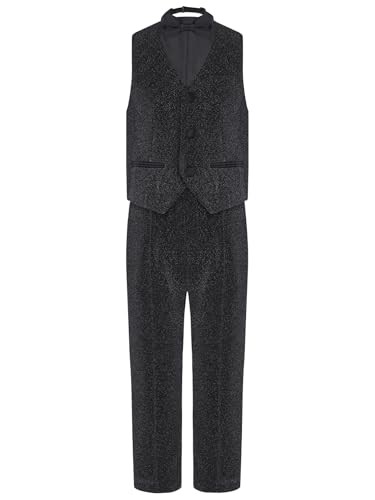 Image of YiZYiF Boys Suit Dress Clothes Ring Bearer Outfit Homecoming Dresses Boy Vest Pants and Bowtie Set Wedding Tuxedo Suits