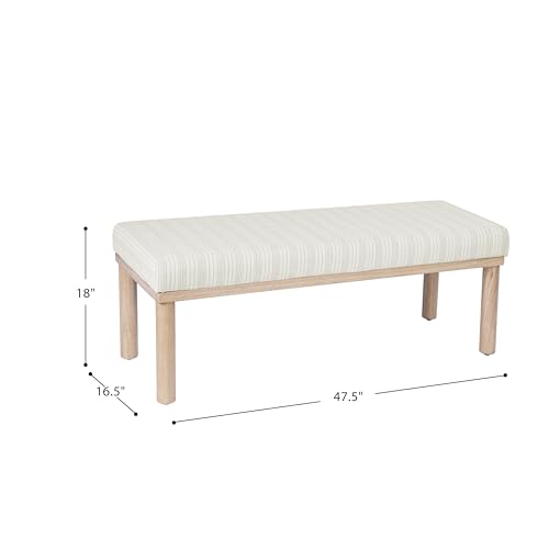 Image of HomePop 47.5 inch Oslo Bench - Marigold Pinstripe Fabric