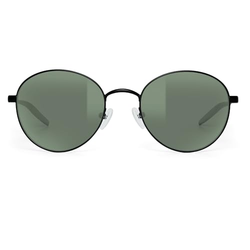 Bnus pilot aviator sunglasses for men women Metalframe corning glass lens polarized UV400 protection Italy made (Black Metal, G-15 Polarized)