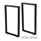 ALLCOS Metal Table Legs 30 Inch Heavy Duty Dining Desk Legs Black Metal Coffee Table Legs with Adjustable Feet Pads, Black, Set of 2