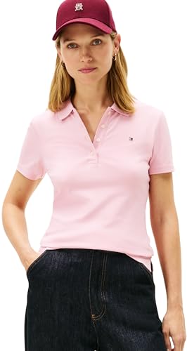 Tommy Hilfiger Polo piqué Fin 1985 pour Femme SS WW0WW43225 S/S, Rose (Rose Bonita), XL, Rose (Rose Bonita), XL