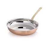 acier chrome-nickel WAS Germany 2010 221 Poêle à flamber non revêtue - Diamètre : 23,5 cm - Hauteur : 5 cm - Poêle décorative en cuivre avec poignée pour servir et suspendre - Design intemporel en cuivre