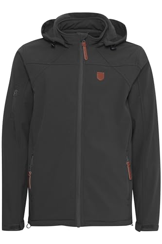Indicode IDJonas Herren Softshelljacke Übergangsjacke Jacke mit Kapuze Reißverschlusstaschen Gummizug Regular fit, Größe:S, Farbe:Raven (930)