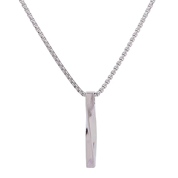 Anti Tarnish Stainless Steel Bar Pendant Necklace for Men & Boys | Premium Silver Chain Locket | Jewellery Accessories for Boys | Stylish Minimal Jewellery | Gift for Boyfriend, Husband & Men | Gift for Diwali, Christmas, Marriage, Birthday-image-43