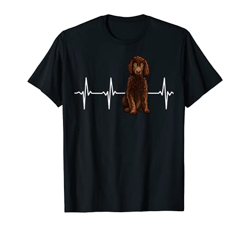 Irish Water Spaniel Heartbeat Dog Lover T-Shirt, Black