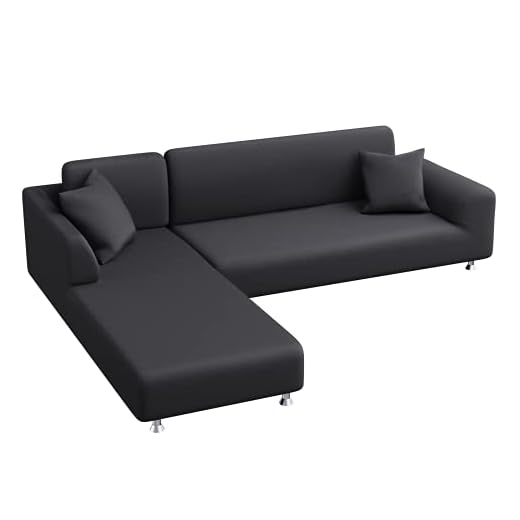 Yidaxing Funda para Sofá en Forma de L Funda Elástica Chaise Longue con Funda de Almohada de 2 Piezas(3 Plazas+3 Plazas, Gris)